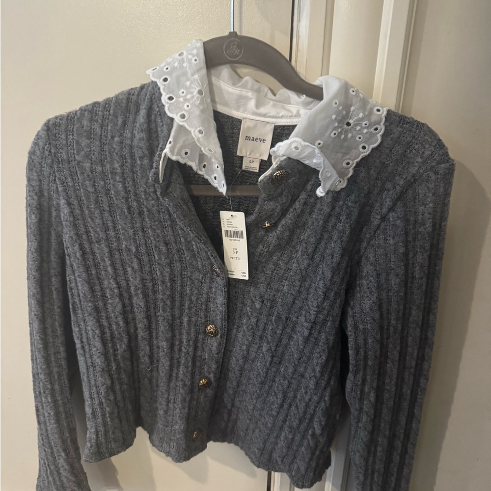 Maeve Charcoal Cardigan with White Accents